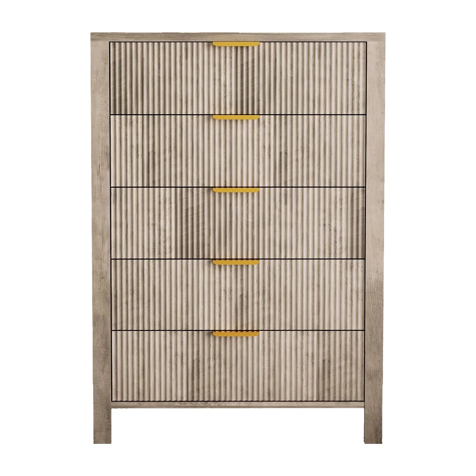 5-Drawer Oak Dresser With Gold Handles